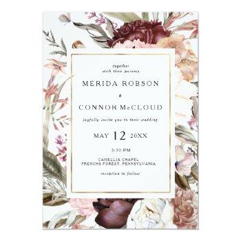 Small Burgundy Boho Floral All In One Wedding Front View