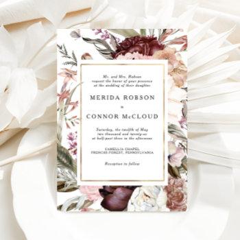 Small Burgundy Boho Floral Wedding Front View