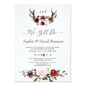 Small Burgundy Floral Antlers Calligraphy We Still Do Front View
