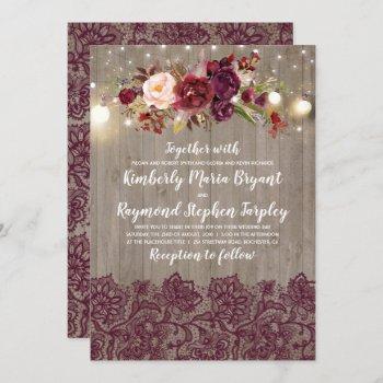 Small Burgundy Floral Lace Rustic Wedding Front View