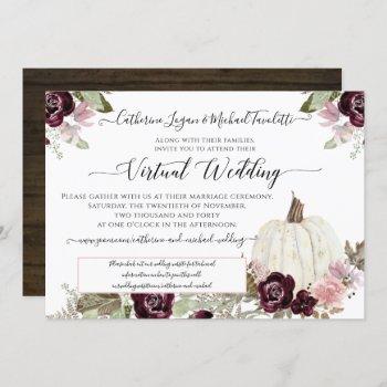 burgundy floral pumpkin rustic virtual wedding invitation