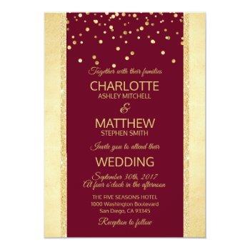 Small Burgundy Gold Foil Glitter Wedding Front View
