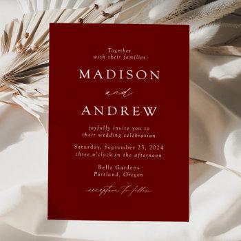 burgundy modern elegance wedding invitation