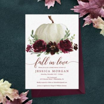 Small Burgundy Pumpkin Fall In Love Baby Shower Invite Front View