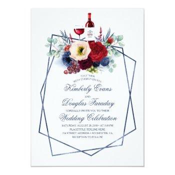 Small Burgundy Red And Navy Blue Floral Winery Wedding Front View