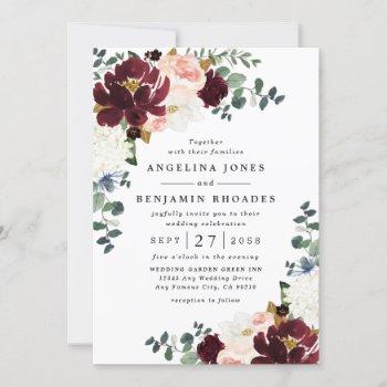 Small Burgundy Red Blush Pink And Gold Floral Wedding Front View