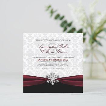 Small Burgundy Ribbon Winter Wedding Front View