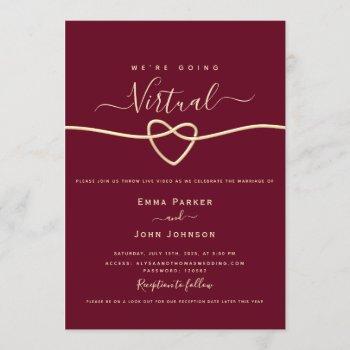burgundy virtual wedding invitation