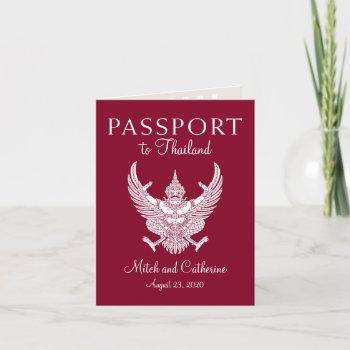 Small Burgundy Wedding Passport  To Thailand Front View