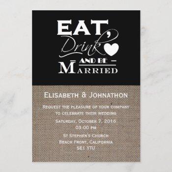 Small Burlap Eat Drink And Be Married Wedding Front View