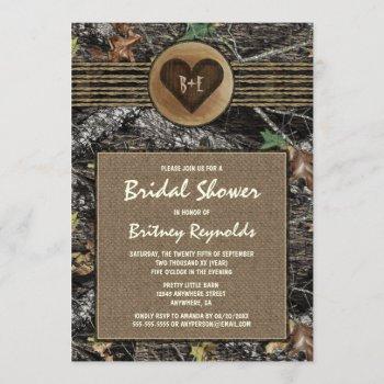 burlap + hunting camo bridal shower invitations