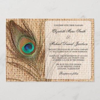 Small Burlap Peacock Feather Wedding Front View
