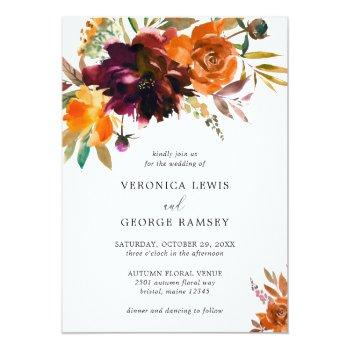 Small Burnt Orange Burgundy Fall Floral Rustic Wedding Front View