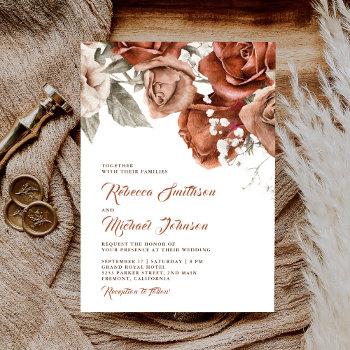 Small Burnt Orange Roses Terracotta Floral Wedding Front View