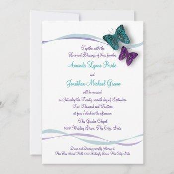 butterflies and ribbons wedding invitation