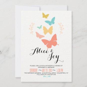 butterfly canvas lesbian wedding invitation