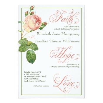 Small Cabbage Rose Script Christian Wedding Front View