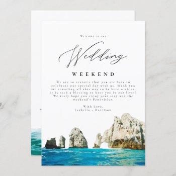 Small Cabo Mexico Wedding Welcome Letter Itinerary Front View