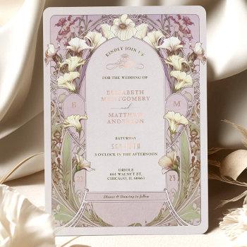Small Calla Lily Rose Gold Foil Wedding  Mucha Foil Front View