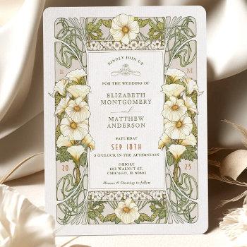calla lily wedding invitations art nouveau mucha