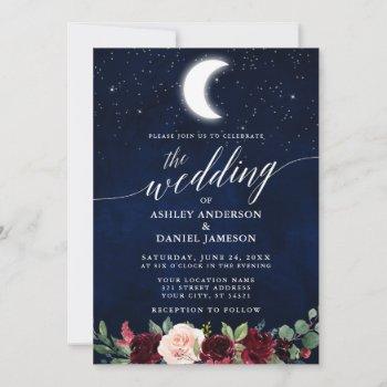 Small Calligraphy Celestial Wedding Moon Stars Floral Front View