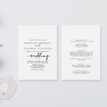 calligraphy modern elegant front & back wedding  invitation