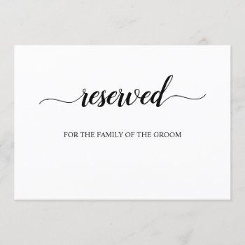 Small Calligraphy Reserved Wedding Seating Sign Front View