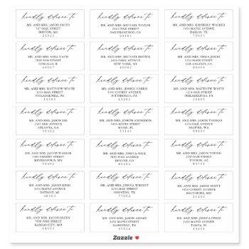 Small Calligraphy Script Wedding Guest Address Labels Front View