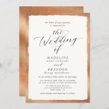 calligraphy with copper edge luxury fall wedding invitation