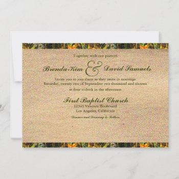 camo burlap wedding invitation