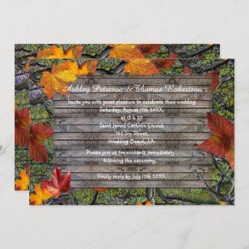 Small Camo Rustic Wood Fall Leaves Wedding 2 Front View