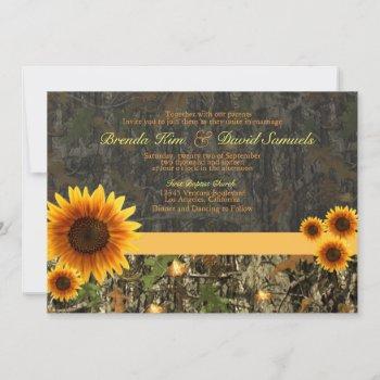 camo sunflowers wedding invitation