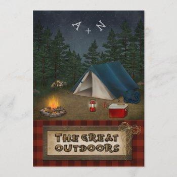 Small Camping, Glamping, Fishing, Nature Wedding Invite Front View