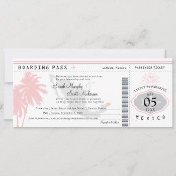 cancun mexico boarding pass destination wedding invitation
