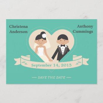 cartoon couple save the date announcement (ca)