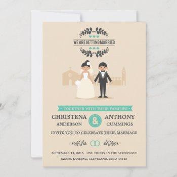 cartoon couple wedding invitation (ca)