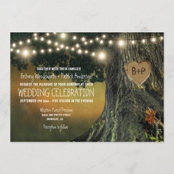 carved grandfather oak tree wedding invitations
