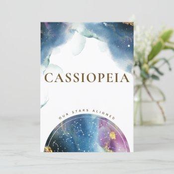 cassiopeia table sign celestial watercolor theme invitation