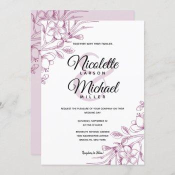 Small Cassis And Pink Floral Wedding Front View