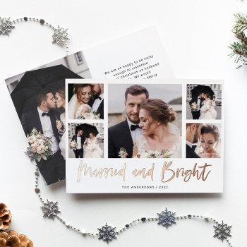 Small Casual Script Multi Photo Grid Married And Bright Foil Holiday Front View