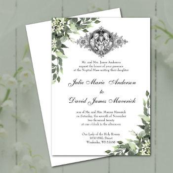 catholic classic elegant religious wedding invitation