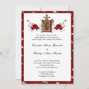 catholic guadalupe  religious red roses wedding invitation