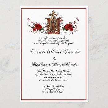 catholic guadalupe  religious red roses wedding invitation