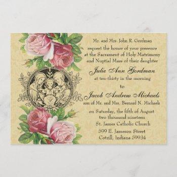 Small Catholic Holy Family Pink Roses Wedding Front View