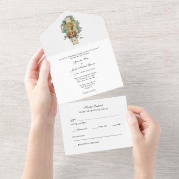 catholic immaculate heart mary wedding invitation
