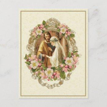 catholic traditional elegant vintage wedding invitation