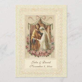 catholic vintage  wedding church/reception invitation