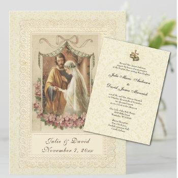 catholic vintage  wedding church/reception invitation