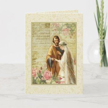 Small Catholic Vintage Wedding Engagement Religious Front View