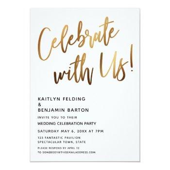 Small Celebrate With Us! Minimal Gold Calligraphy Event Front View
